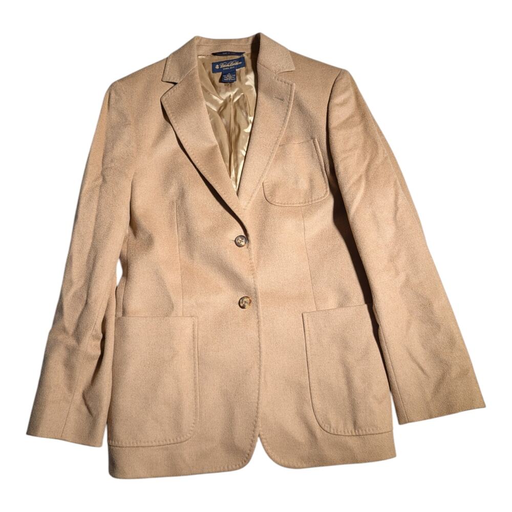 Brooks Brothers Made in Italy Tan 100% Camel Hair Two Button Blazer Sz 10 $798